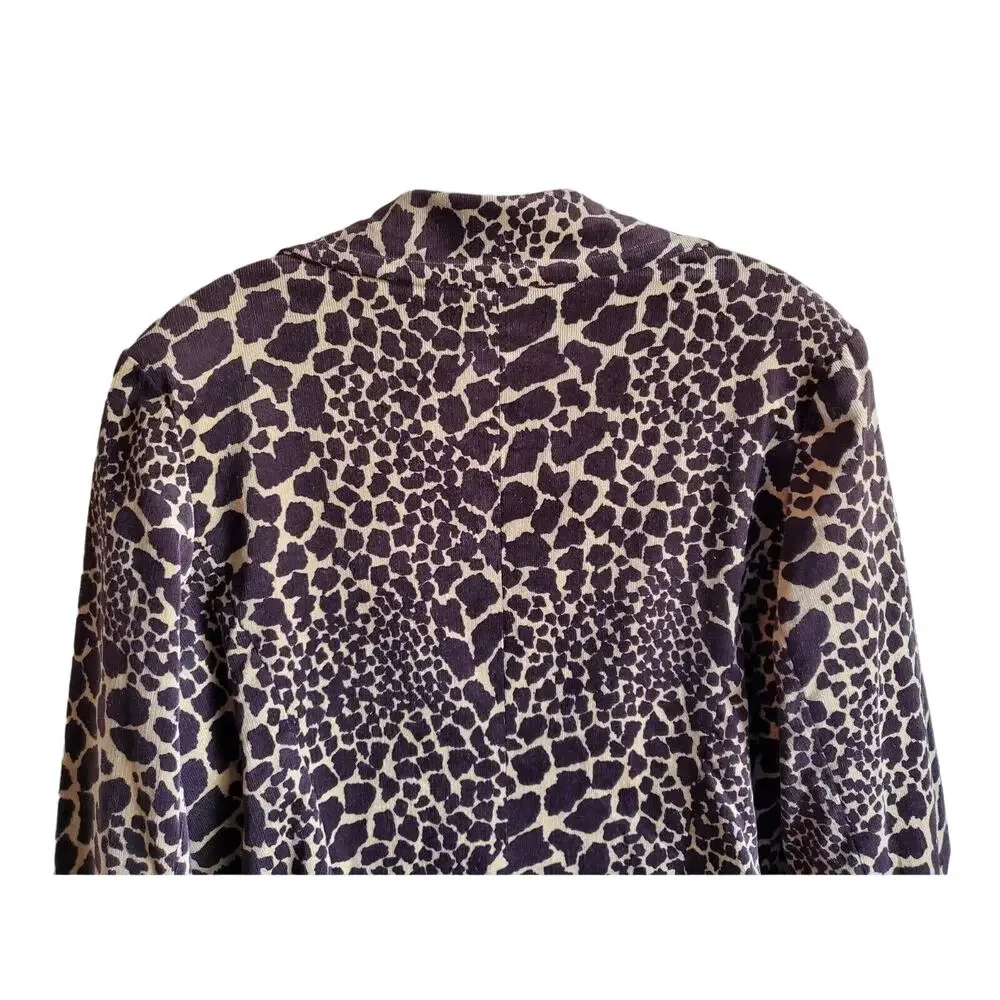 SUSAN GRAVER Women XL Corduroy Jacket Blazer Animal Print Buttons Lined Bust 48